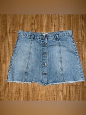 Forever 21 Light Blue Denim Button-Front Mini Skirt